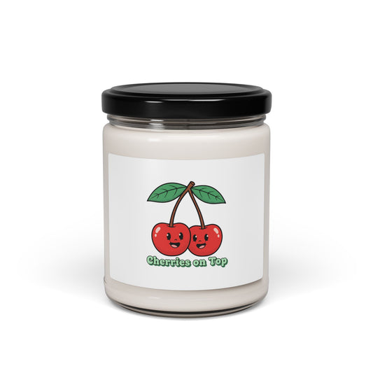 Cherry Pair Soy Candle | kawaii fruit, retro cherry design